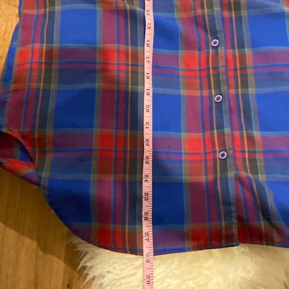 Vintage Ship N’ Shore Plaid Women’s Button Down Colorful Shirt Sz XXL Blue Red - Picture 11 of 11